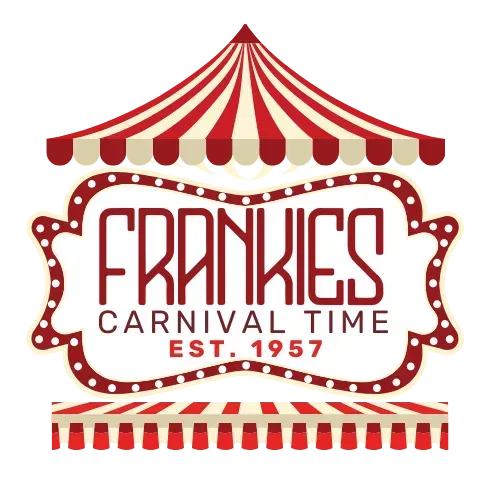 Frankies Carnival Time logo with red-and-cream striped tent and marquee, Est. 1957