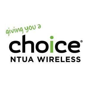 NTUA Wireless logo with green “giving you a” above bold black “choice” text