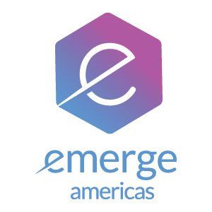 Emerge Americas logo with a purple-blue hexagon and stylized “e” above the wordmark.