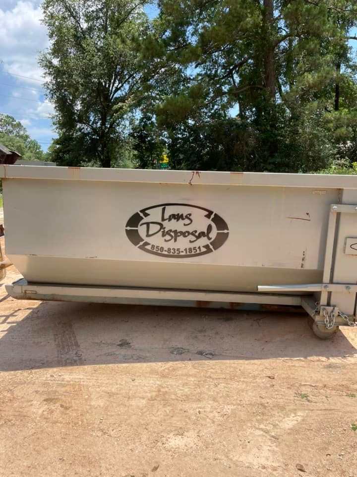White dumpster with 