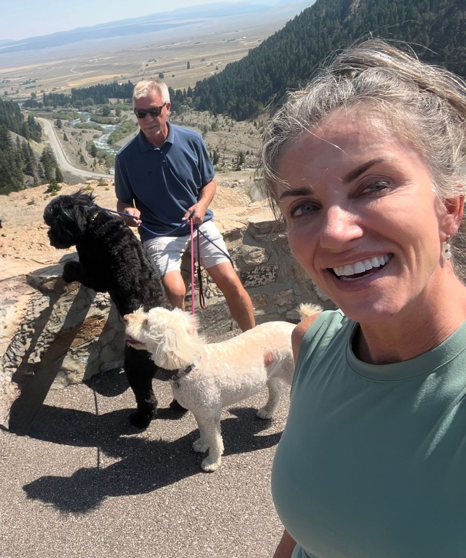 Chip, Amber & the doodles. Earthquake Lake Overlook near West Yellowstone