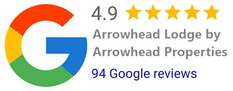 Google rating: 4.9 out of 5 stars for Arrowhead Lodge