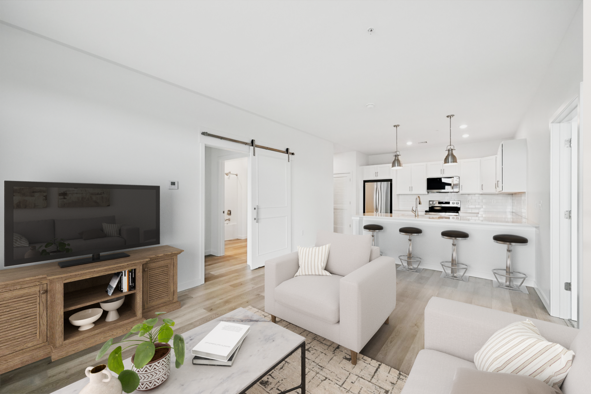 Two Bedroom Apartment Kitchen Staged 