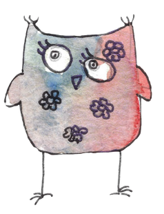 Schlaueule Nachhilfe Zeuthen, Wildau  - blau-rote Eule mit Blumen