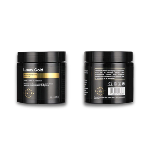 De voor- en achterkant van een luxe goudproduct