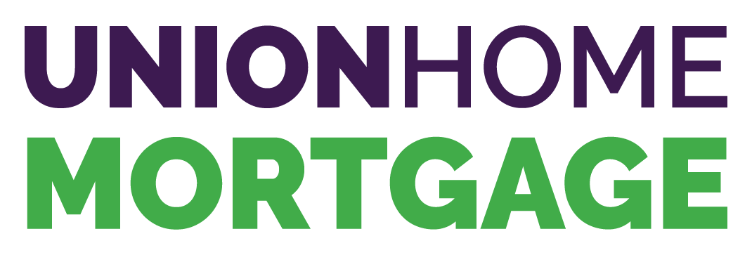 Union Home Mortgage logo in purple and green text on a white background