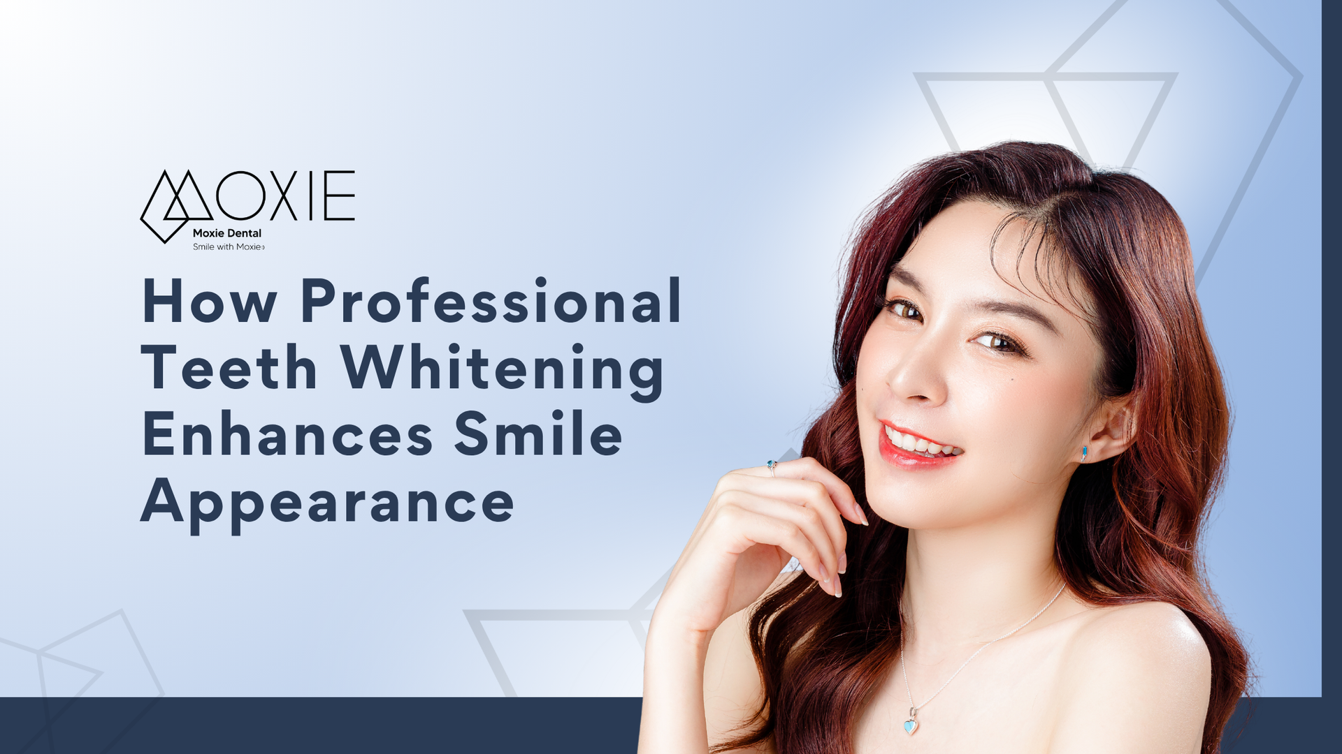 Aoxie ad with smiling woman and text “How Professional Teeth Whitening Enhances Smile Appearance”