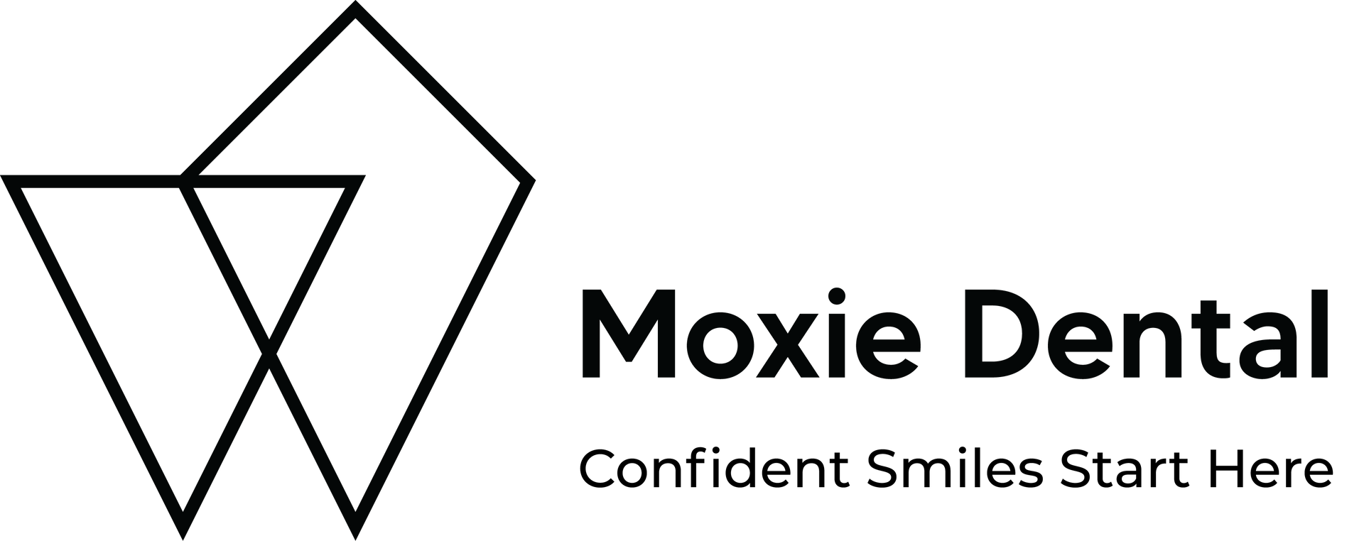 Moxie Dental logo with geometric line icon and tagline “Confident Smiles Start Here”