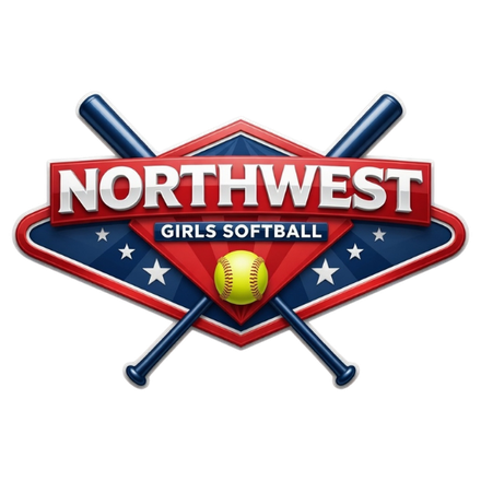 Northwest Girls Softball logo with crossed bats, softball, and red, white, and blue diamond emblem