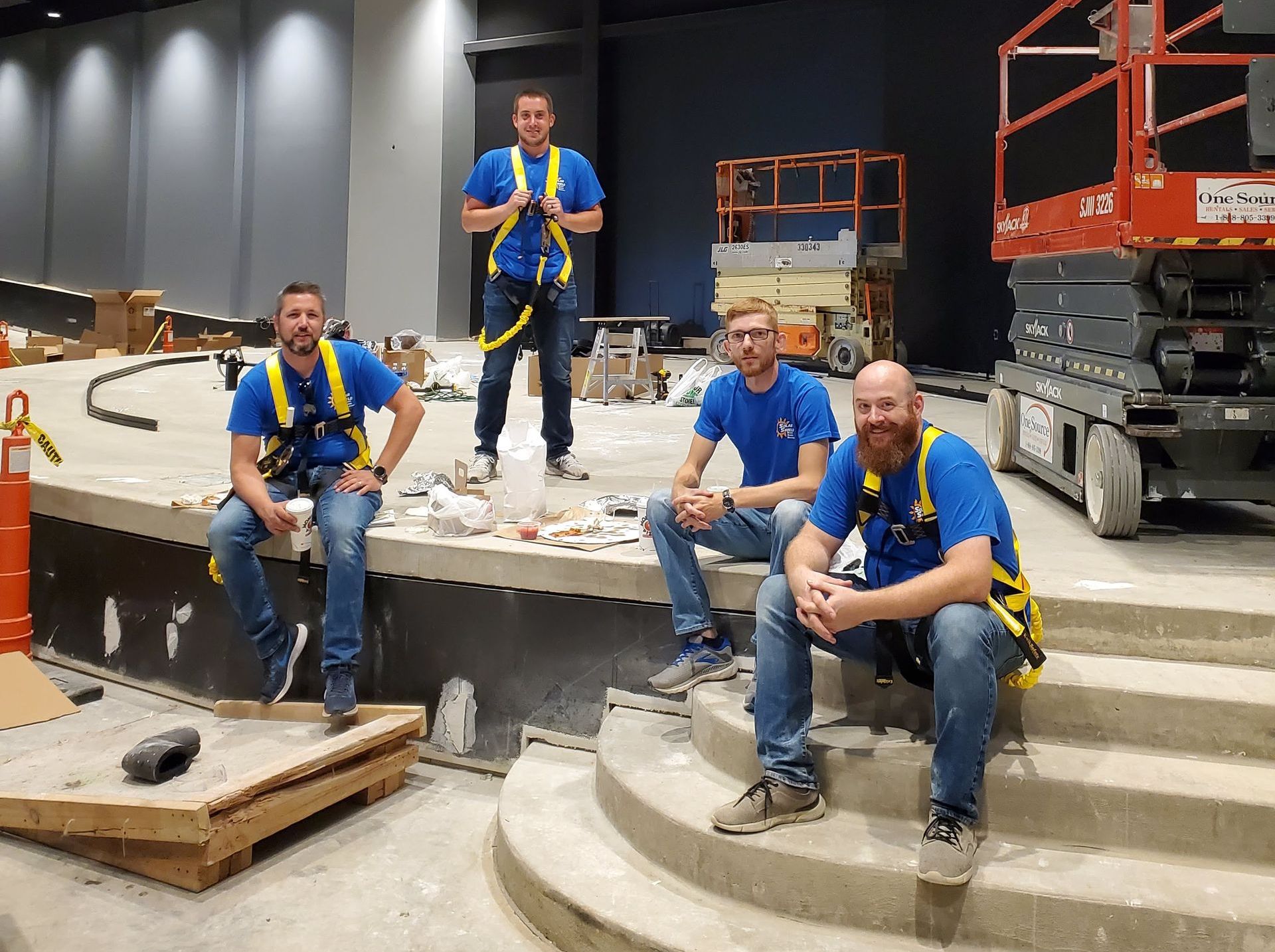 Solar Shield install team on a Stage Curtain installation in Kansas City, MO