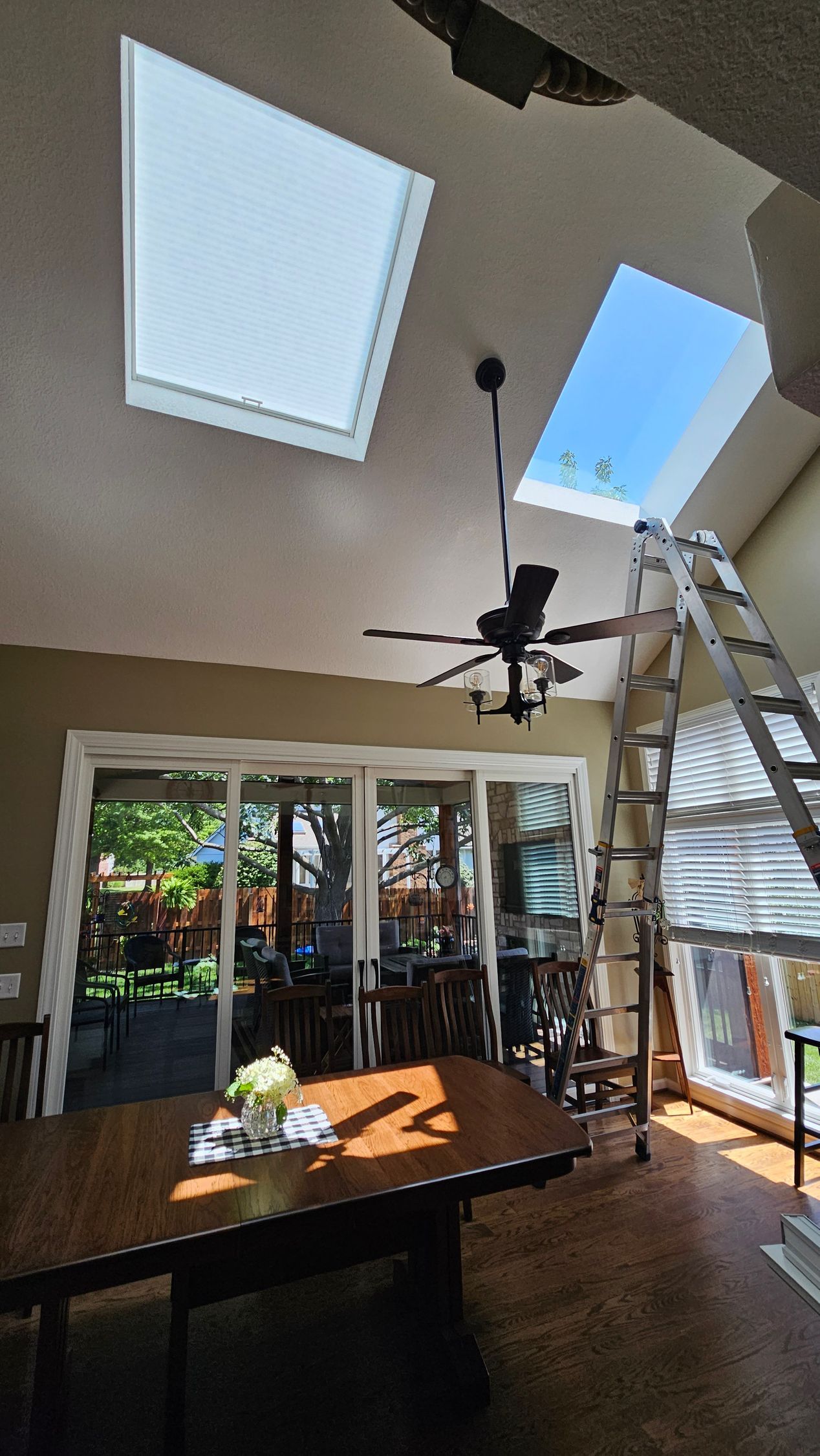 Solar Shield Roller Shade installed in windows looking over Lake Winnebago near Lee's Summit, MO 