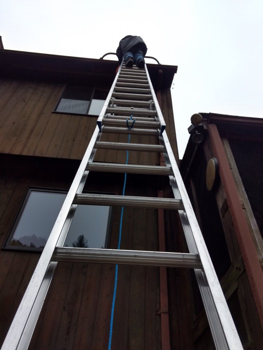 Ladder Lower View — Hadley, MA — Family Window Cleaning & Property Maintenance