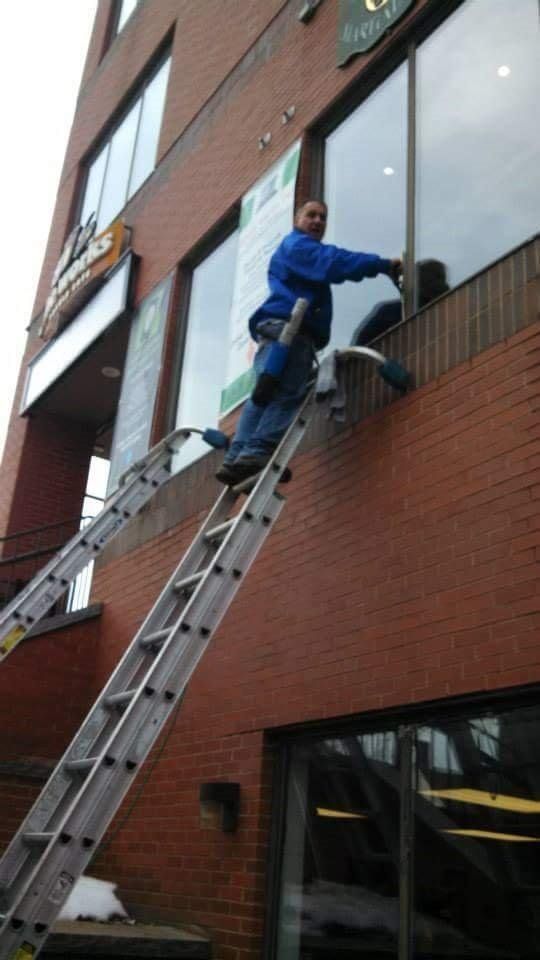 Side View Owner Ladder — Hadley, MA — Family Window Cleaning & Property Maintenance