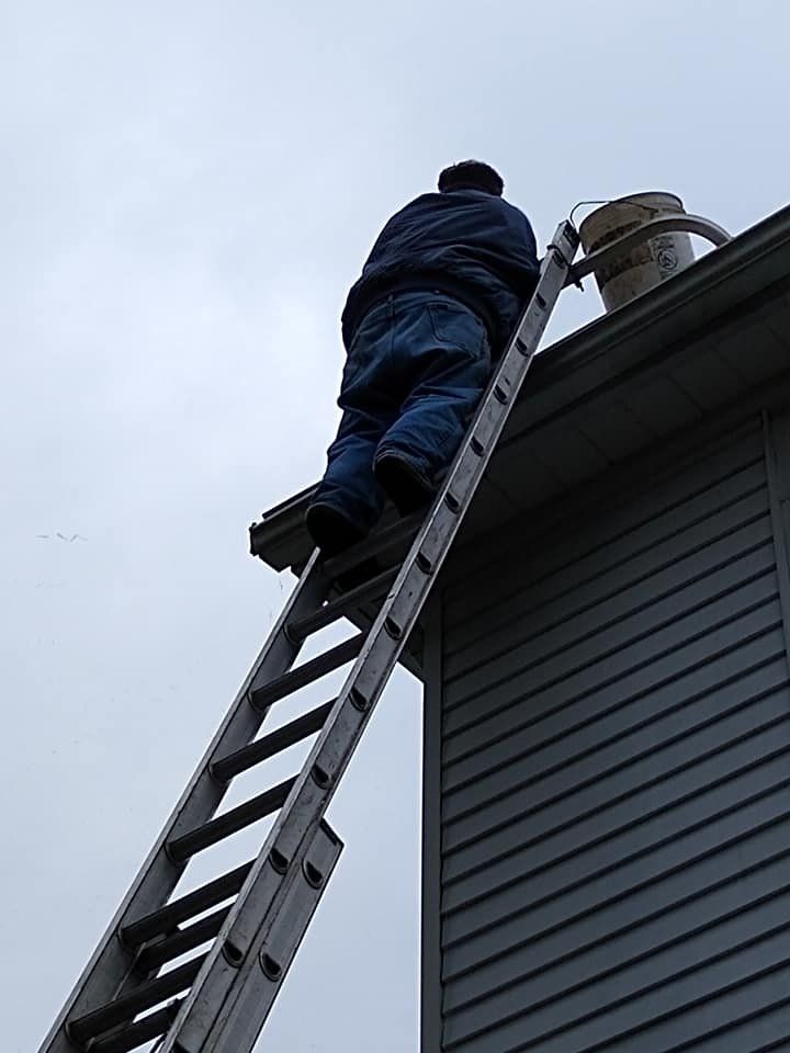 Ladder On Lower Side View — Hadley, MA — Family Window Cleaning & Property Maintenance