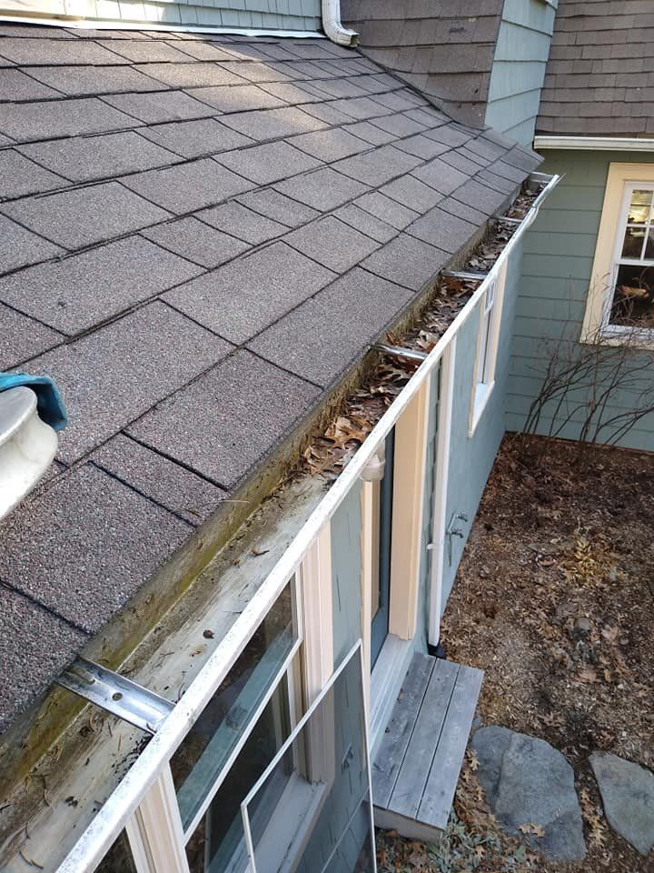 Gutter Leaves Almost Done Cleaning — Hadley, MA — Family Window Cleaning & Property Maintenance