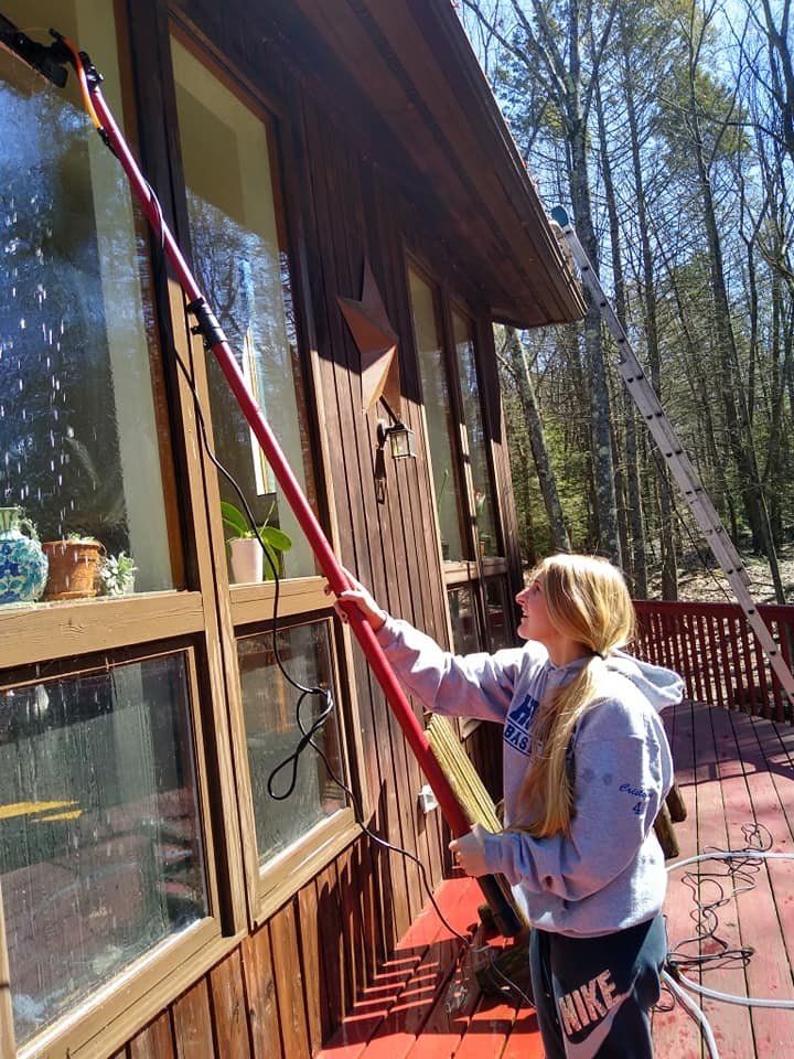 Lady Cleaning Windows — Hadley, MA — Family Window Cleaning & Property Maintenance