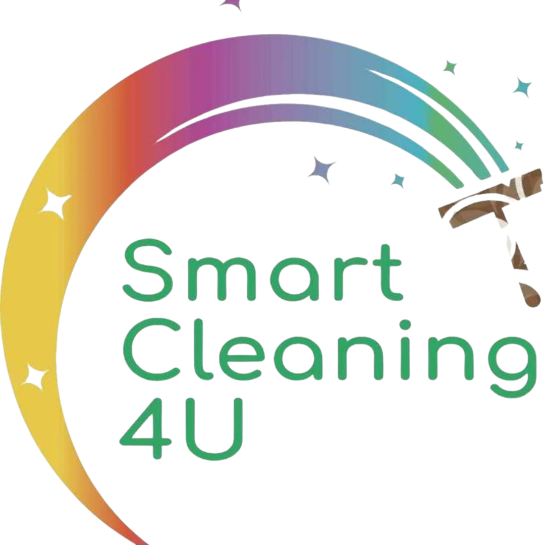 Smart Cleaning 4U logo with rainbow swoosh and multicolor text