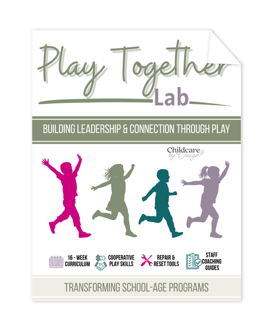 Play Together Lab cover with colorful jumping silhouettes and the subtitle “Building leadership & connection through play”