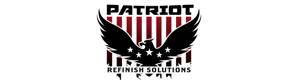 A patriot refinish solutions logo with an eagle on it