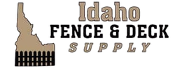 Idaho Fence & Deck Supply logo with Idaho silhouette and fence graphic in tan, black, and gray