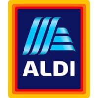ALDI logo in blue, white, yellow, and red