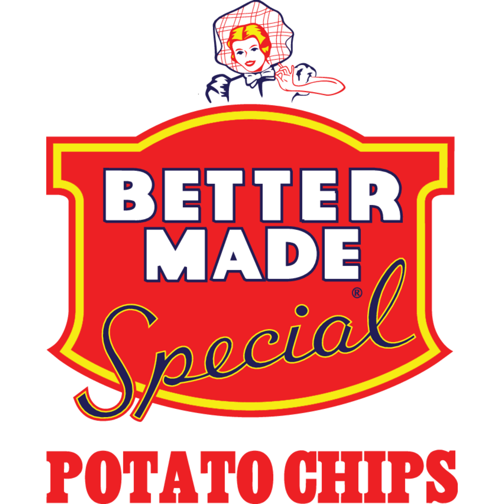Better Made Special Potato Chips logo in red, yellow, and white with a cartoon character above.