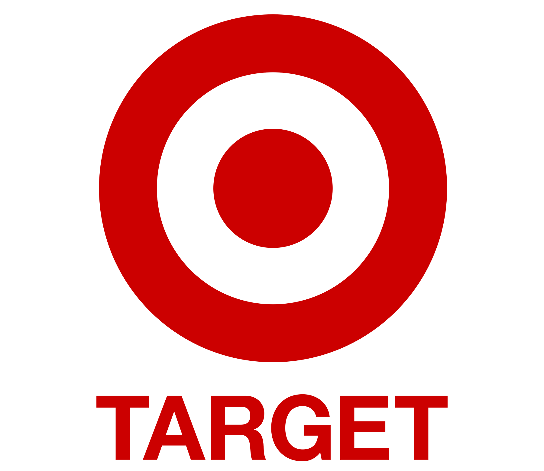 Target logo: red bullseye with red word “TARGET” below on white background