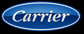 A blue carrier logo on a black background