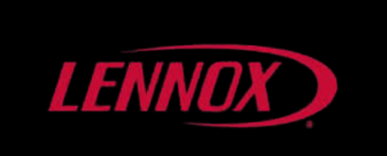 A red lennox logo on a black background