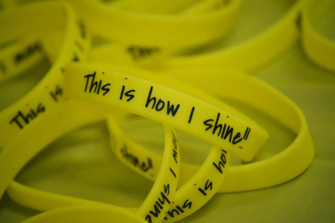 Yellow rubber wristbands with