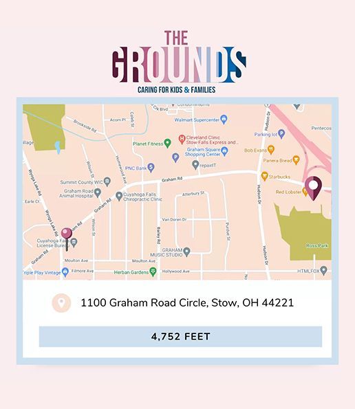 Map of The Grounds, 1100 Graham Road Circle, Stow, OH 44221. Showing location and 4,752 feet distance.