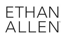 The logo for Ethan Allen is a black and white logo on a white background The logo for Ethan Allen is a black and white logo on a white background