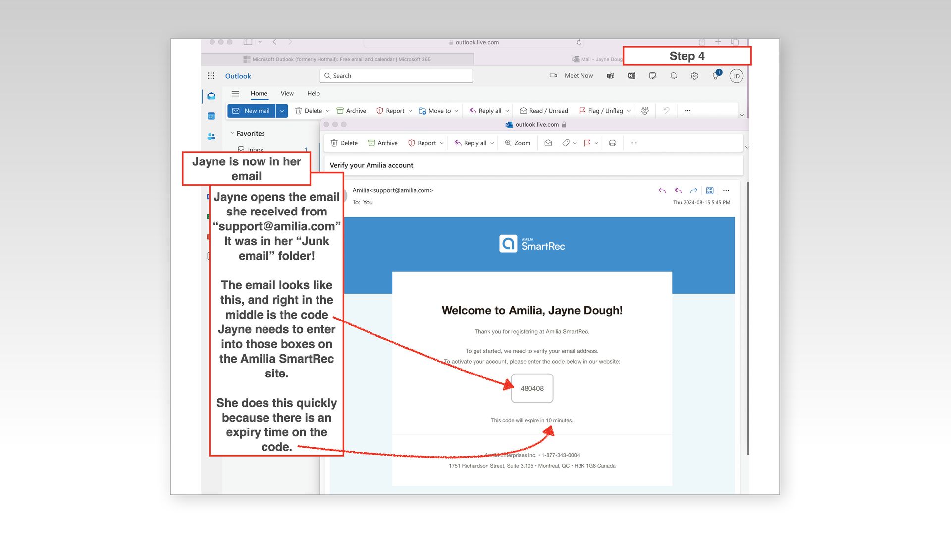 A computer screen shows a blue page with a red arrow pointing to it