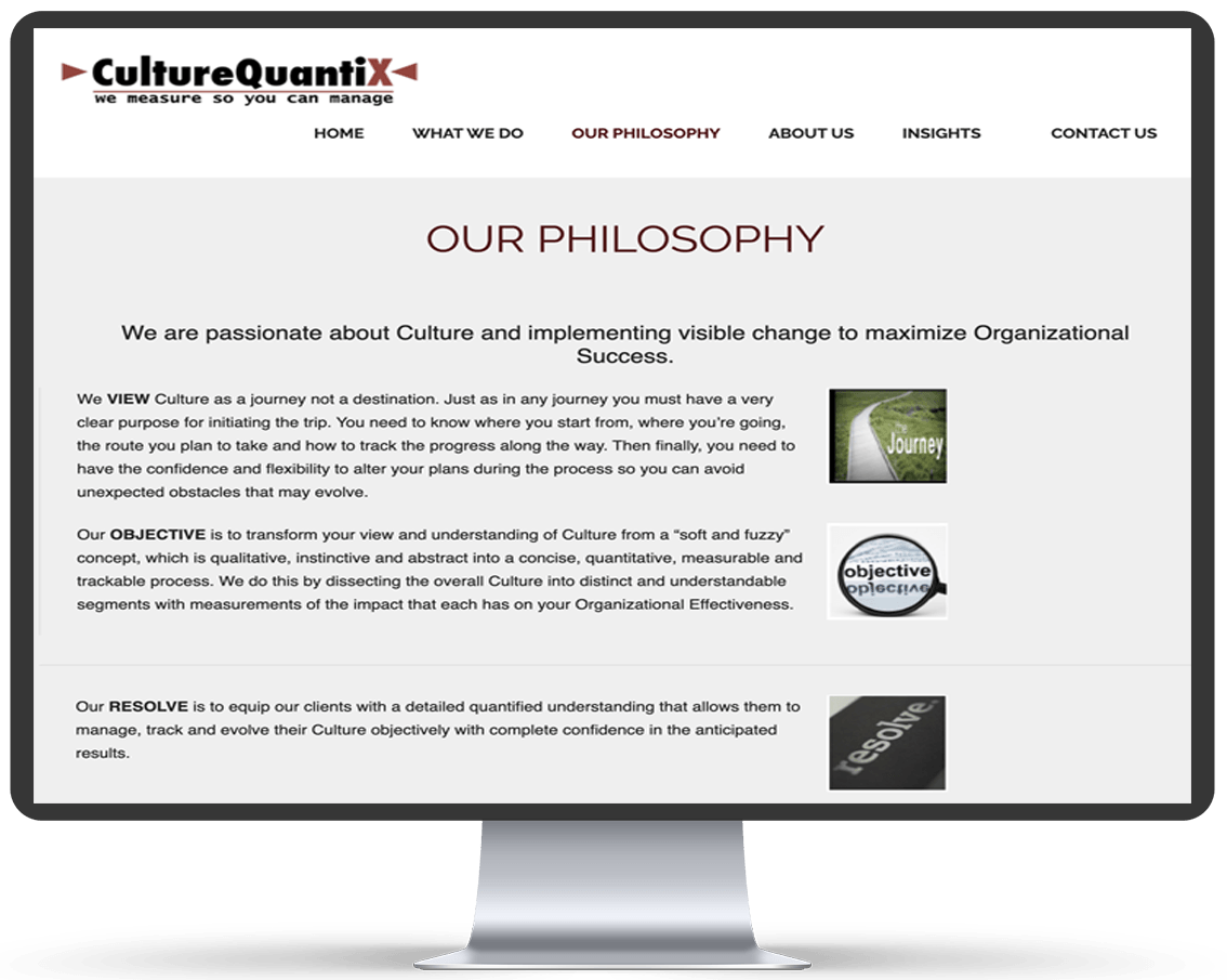 A computer monitor displays a website called culturequantix