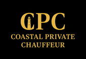 The logo for coastal private chauffeur is black and white.