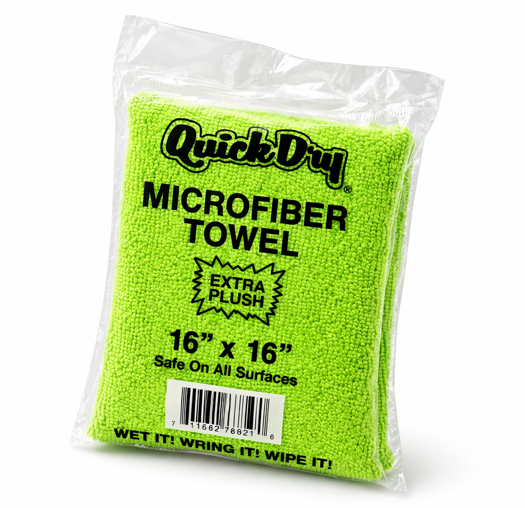 Green QuickDry microfiber towel package, 16