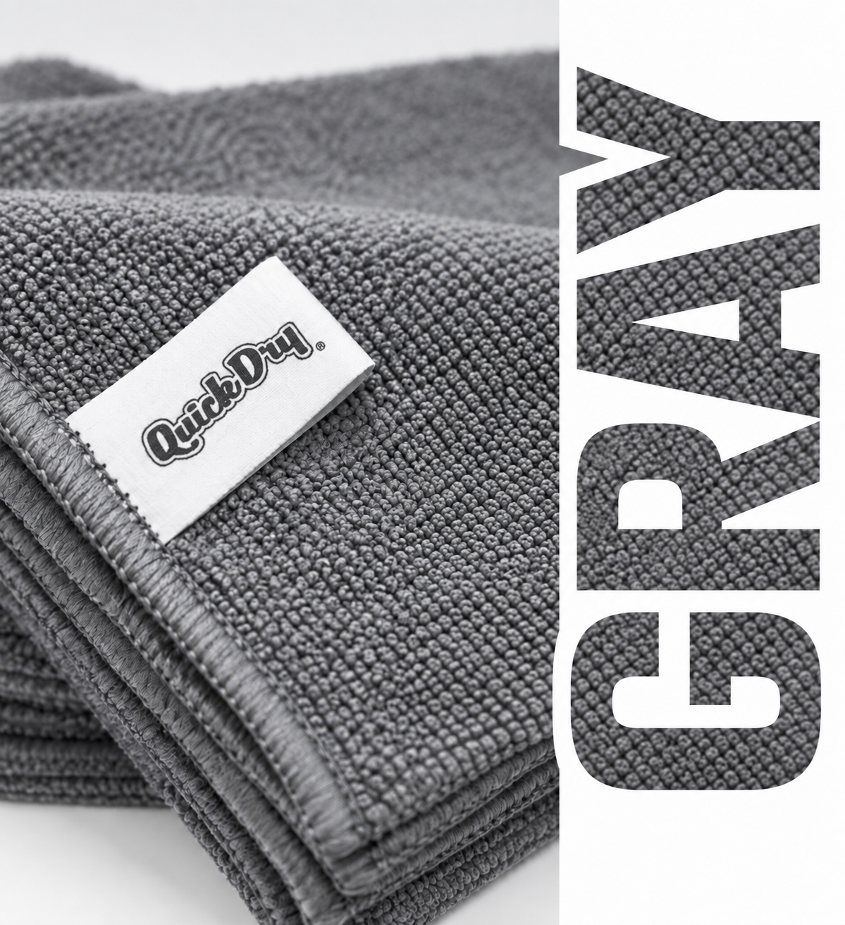 Blue Quick Dry cloth towel package with white label on a plain background