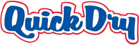 Quick Dry logo in blue script with red outline on a white background