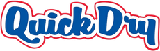HOME Quick Dry logo in blue script with red outline on a white background