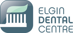 The elgin dental centre logo is a toothbrush with a leaf on it.