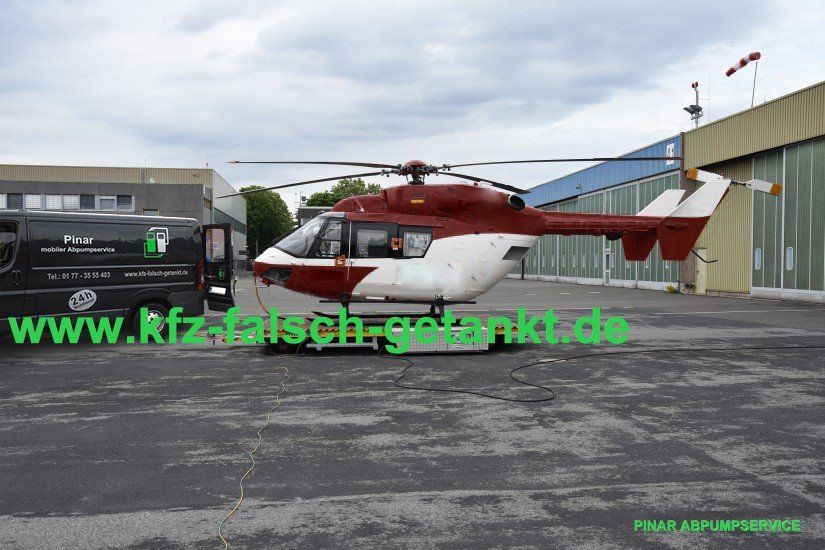 Hubschrauber falsch getankt Kraftstoff abpumpen