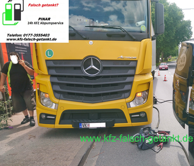 LKW Kühlauflieger falsch getankt