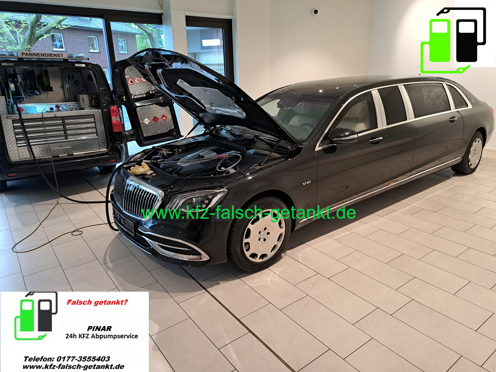 falsch getankt - unsere Antworten. Beispiel eines falsch betankten Luxusautos.