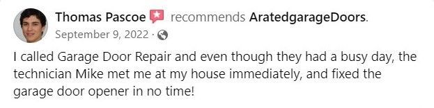 Thomas pascoe recommends aratedgaragedoors on september 9 , 2022.