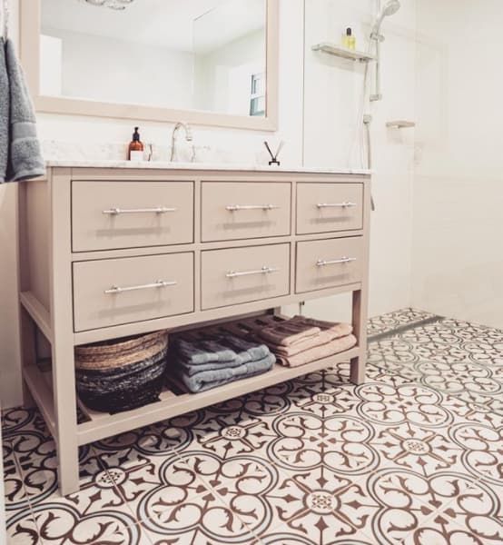 A Bathroom With A Vanity And A Mirror — Hutchisons Tile Centre In Murwillumbah, NSW