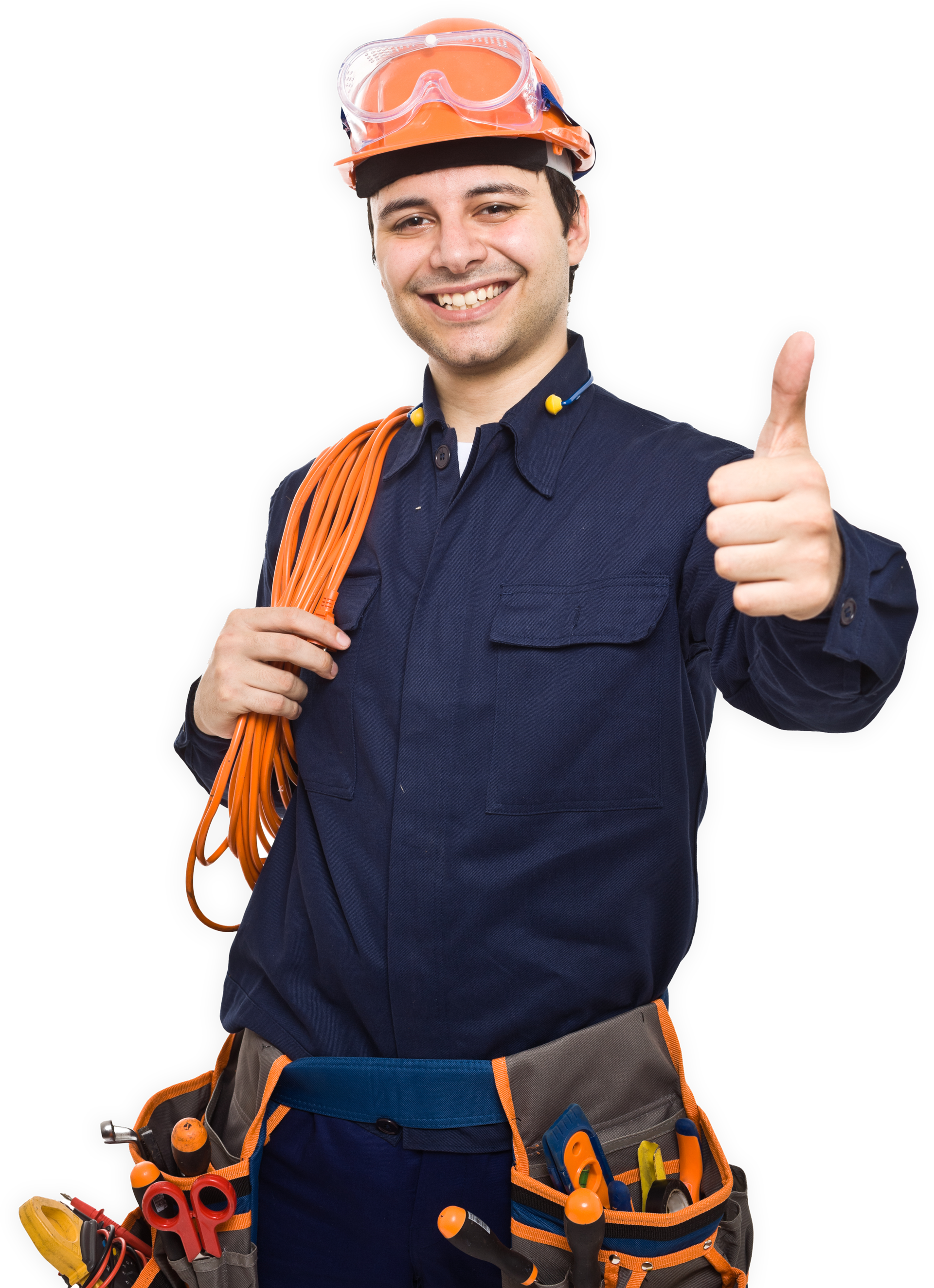 Electrician wearing a hard hat