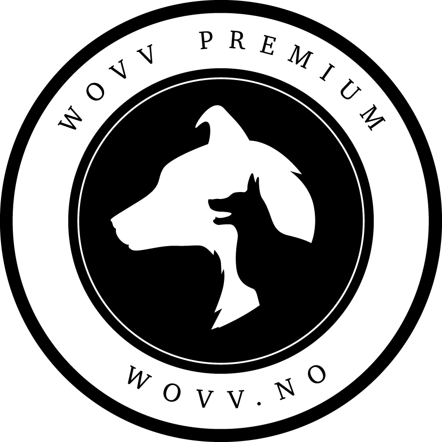 Black and white circular logo with silhouettes of a large dog and a smaller dog, text