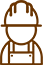 A man wearing a hard hat and overalls.