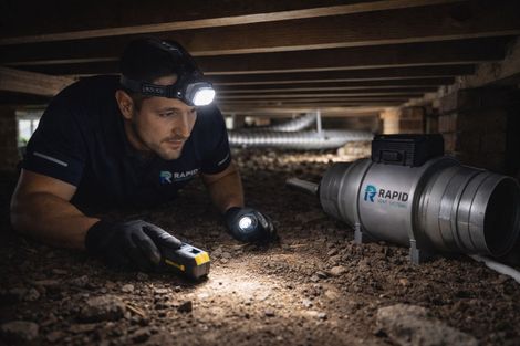 branded photos technician crawlspace inspection headlamp