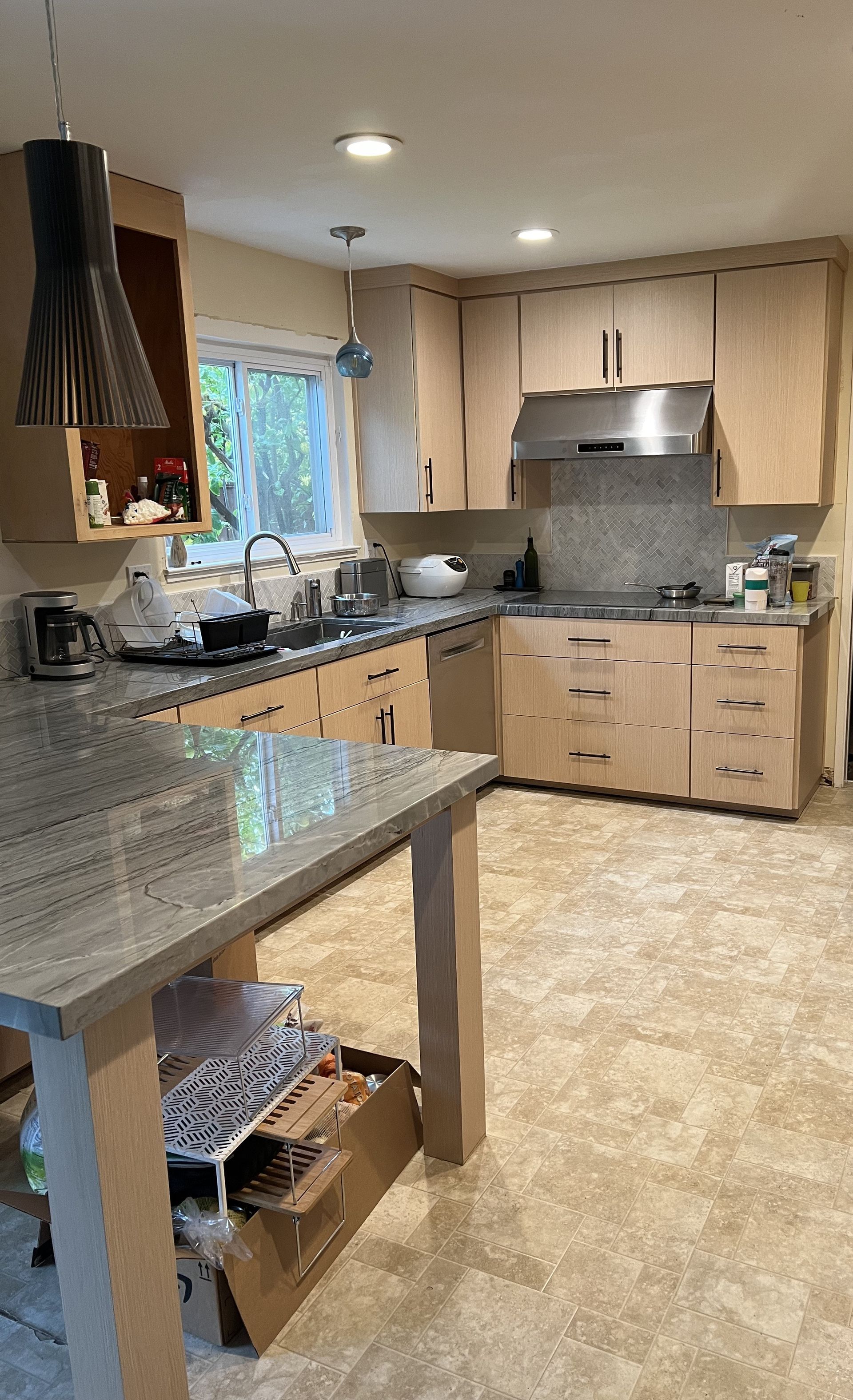 Contemporary Natural Wood Kitchen Kitchen Remodel by JV Cabinets Inc. project photo